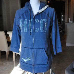 Hollister HCO Blue 3/4 Sleeve Hoodie with Double Zipper